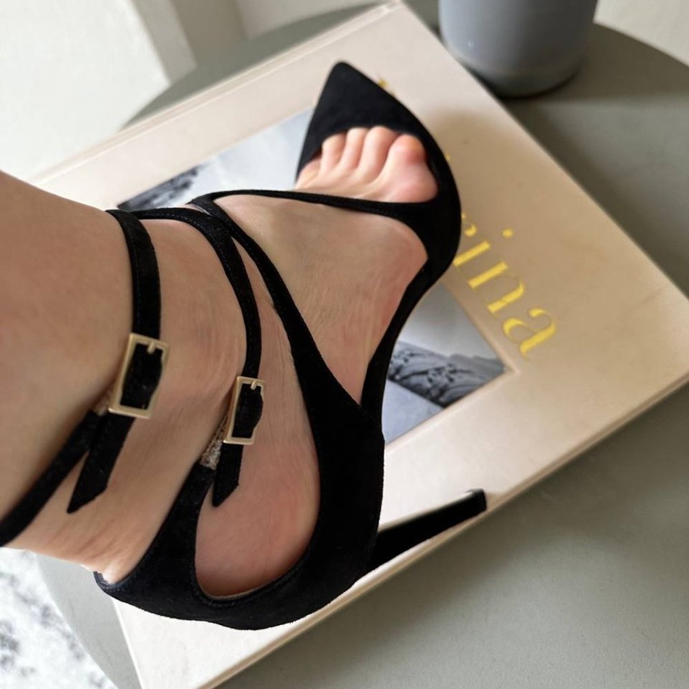 Jimmy Choo Lancer 85 Black Suede EU 40 US 9-9.5 Pump Heels - Picture 6 of 9